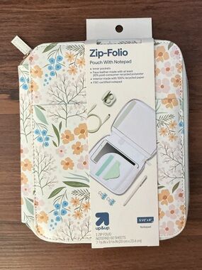 Zip-Folio Pouch with Notepad - Floral Cream